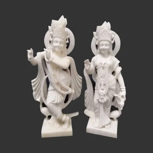 White Radha Krishna Marble Statue