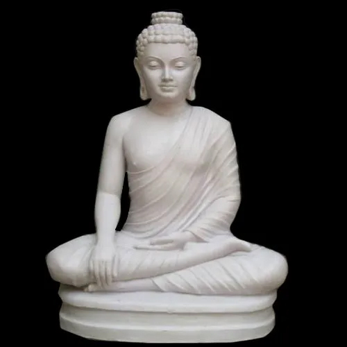 12 Inch Makrana Marble Buddha Statue
