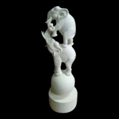 24 Inch Marble Elephant Statue