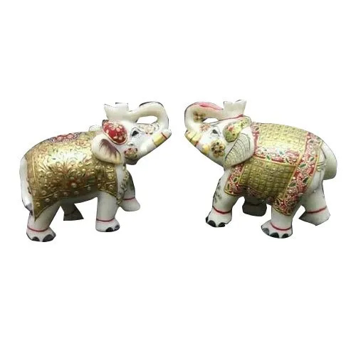 8 Inch Decorative Marble Elephant Statue