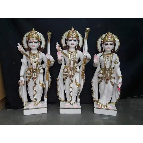 Painted Marble Ram Darbar Statue - Color: White