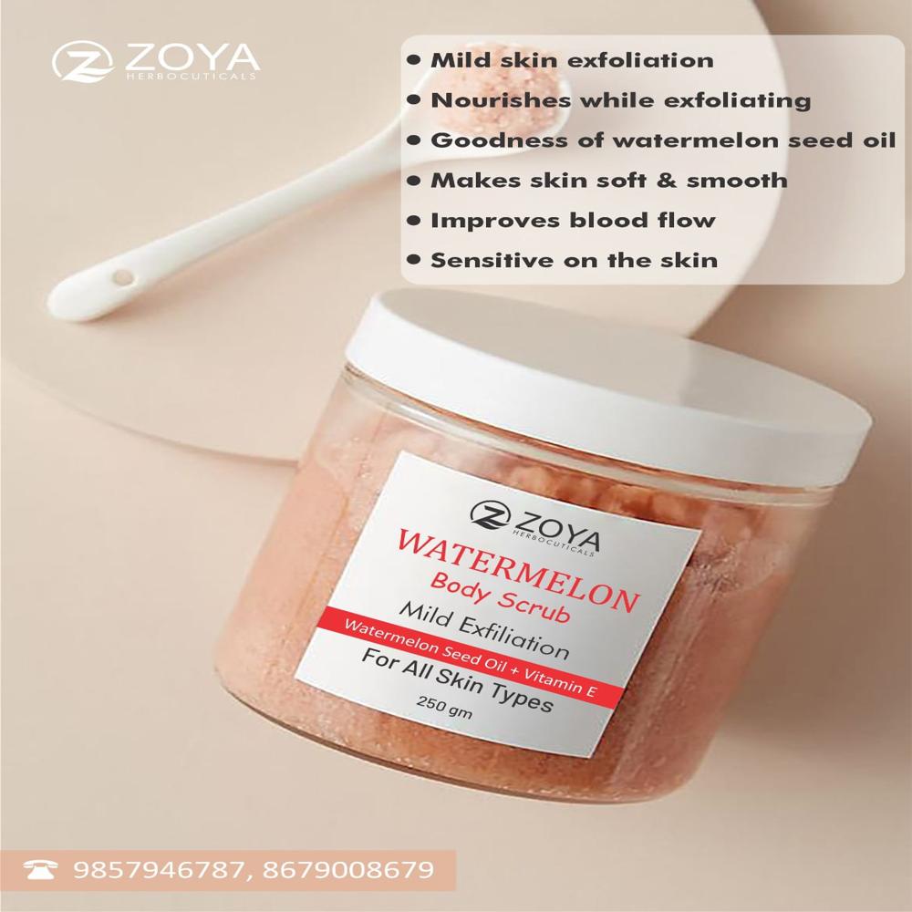 Watermelon Body Scrub - Exfoliating Treatment With Watermelon Extract, Coconut Oil & Aloe Vera | Hydrating, Gentle Exfoliation, Brightening Glow