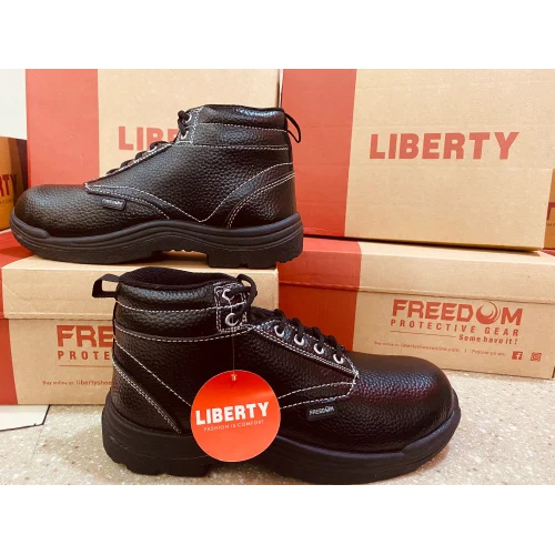 Liberty High Ankle Pvc Sole Safety Shoes - Color: Black