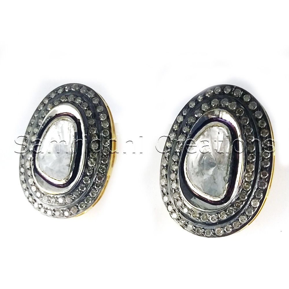 Diamond Polki Flat Rose Cut Earring