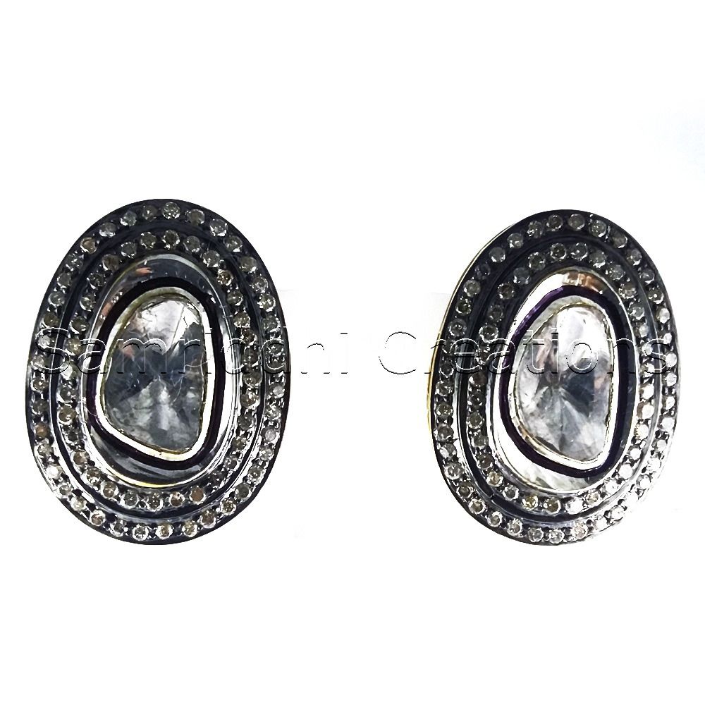 Diamond Polki Flat Rose Cut Earring