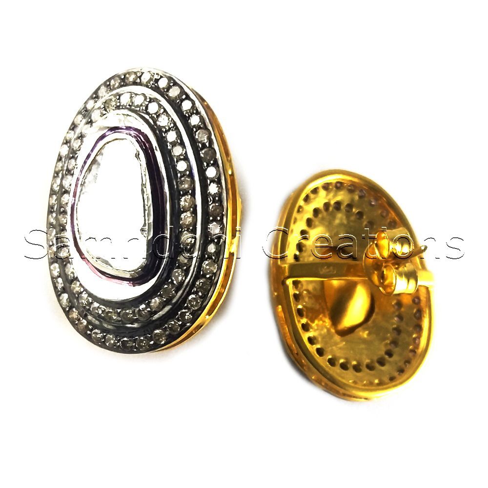 Diamond Polki Flat Rose Cut Earring