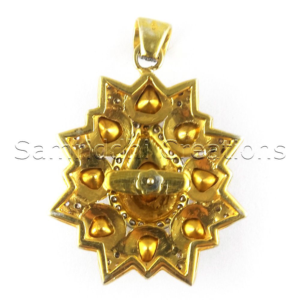 Rose Cut Diamond Silver Pendant