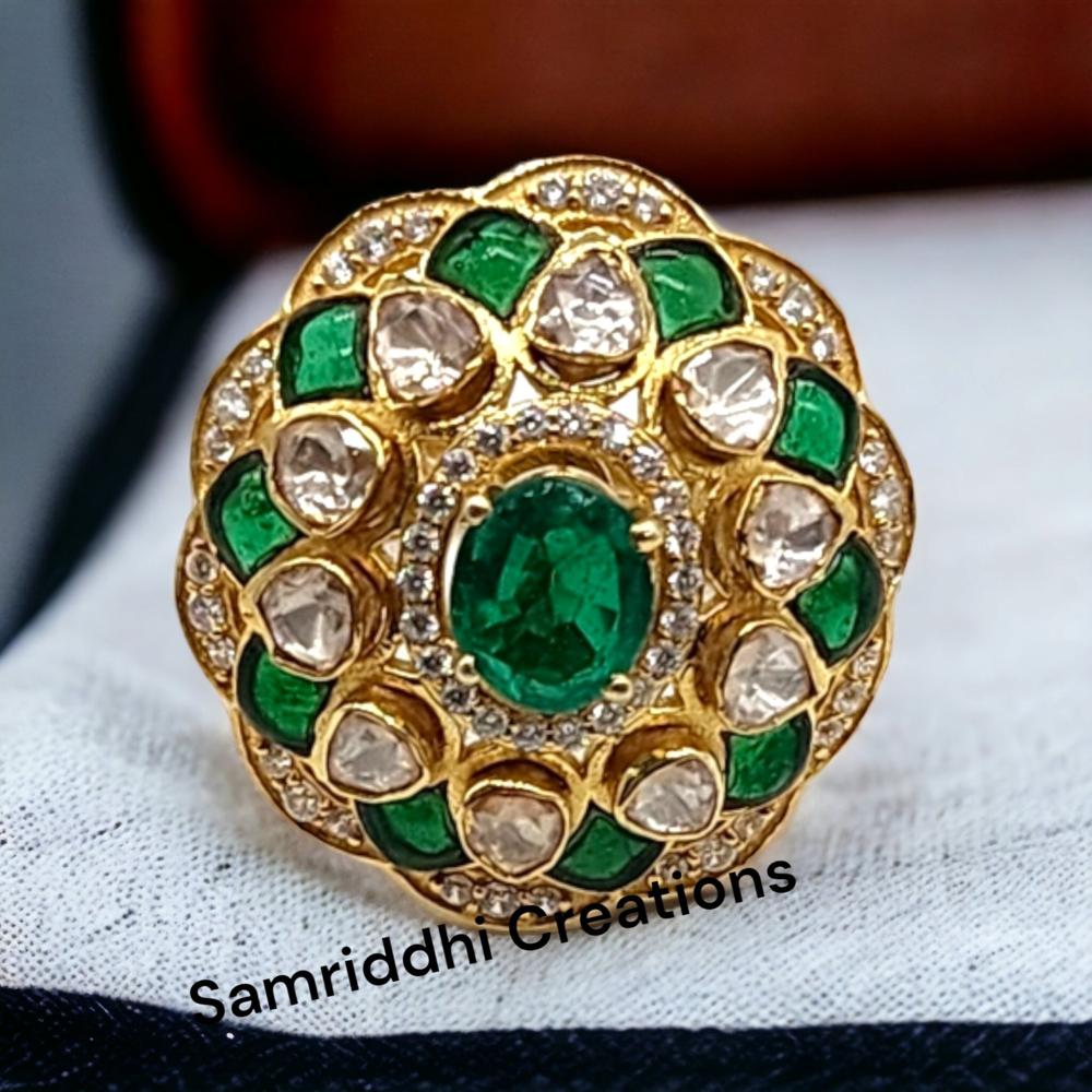 Emerald Polki Ring