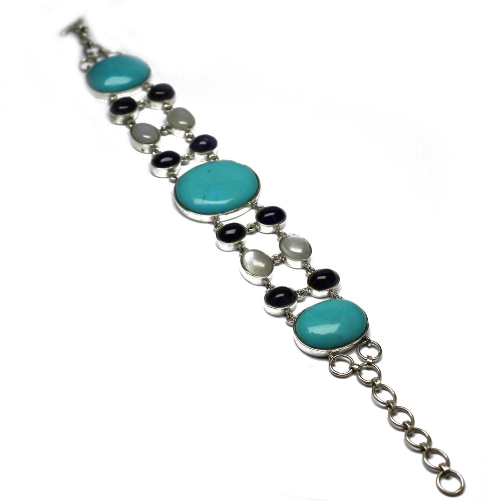 Multi Stone Silver Bracelet By Samriddhi Creations
