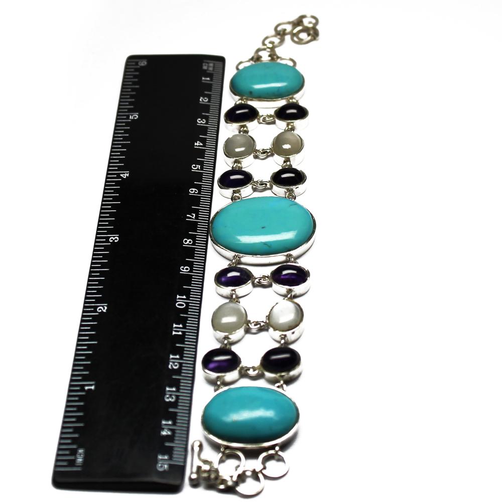 Multi Stone Silver Bracelet By Samriddhi Creations