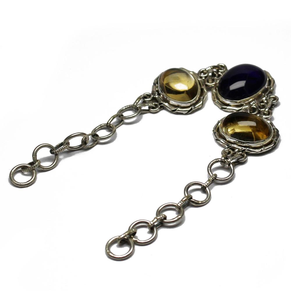 Big Cab Gemstone 925 Sterling Silver Bracelet