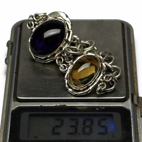 Big Cab Gemstone 925 Sterling Silver Bracelet