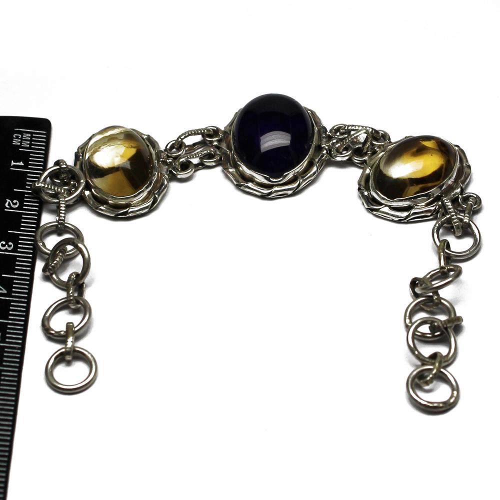 Big Cab Gemstone 925 Sterling Silver Bracelet