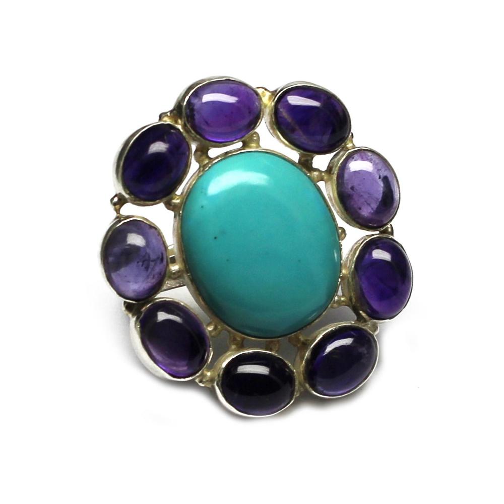 Big Cocktail Gemstone Silver Ring