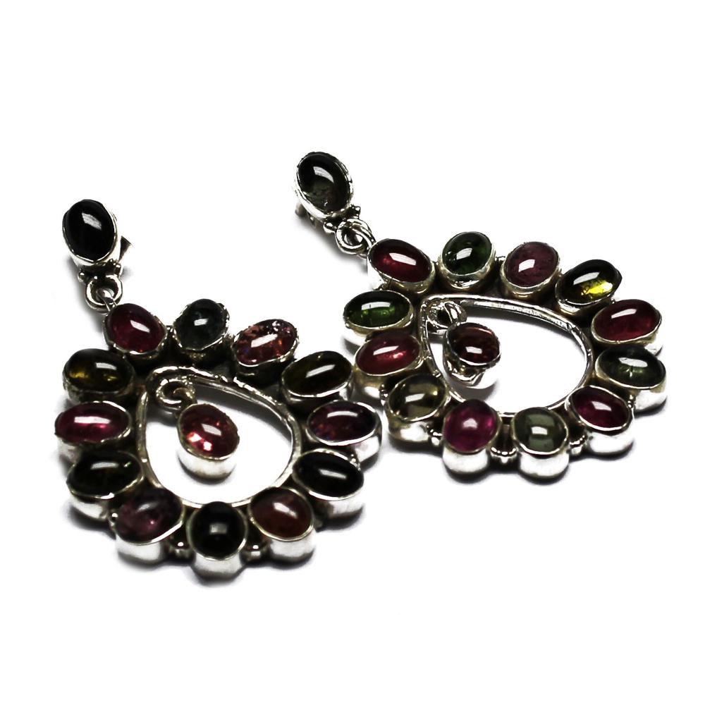 Sterling Silver Multi Tourmaline Gemstone Earring