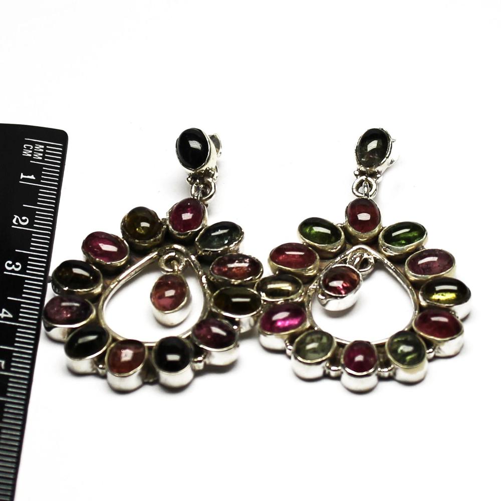 Sterling Silver Multi Tourmaline Gemstone Earring