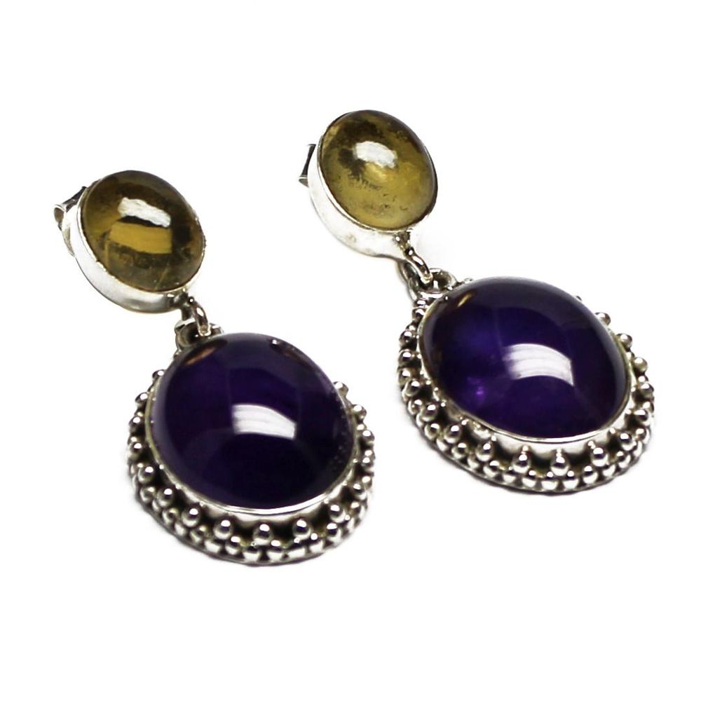 Amethyst Silver Earring