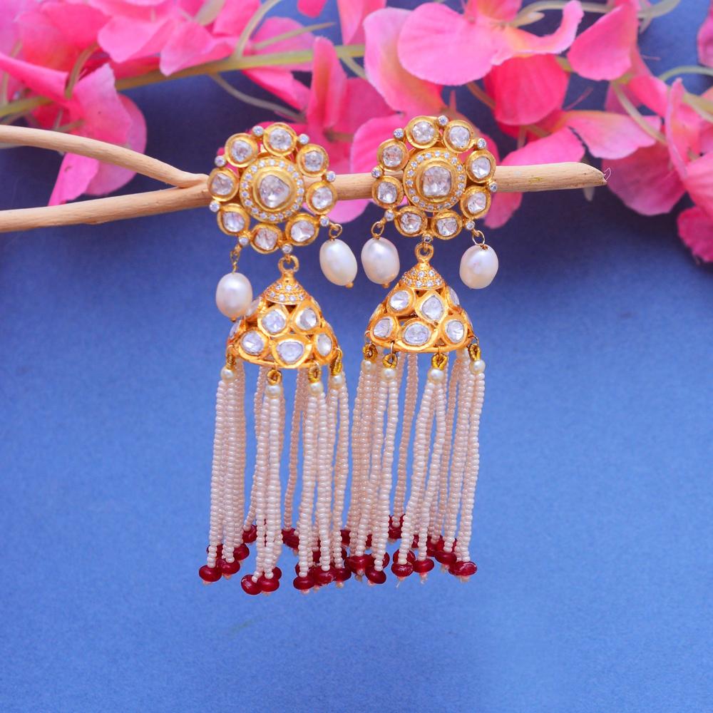Designer Tassel Earrings, Sterling Silver Moissanite Earrings, Ruby Earrings
