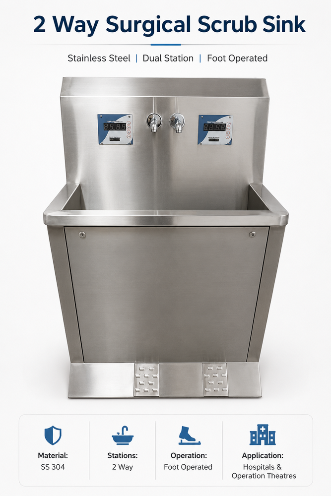 2 Way Surgical Scrub Sink - Color: Silver