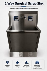 2 Way Surgical Scrub Sink - Color: Silver