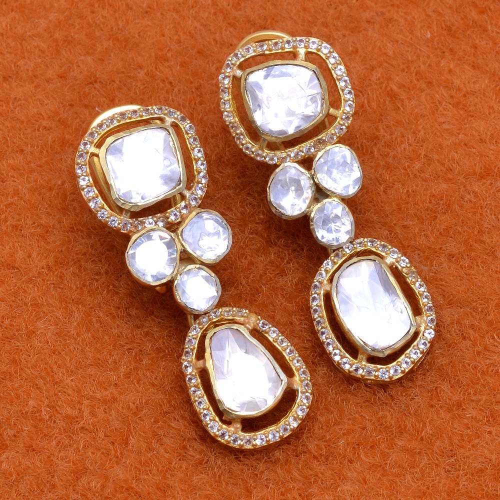 Fine Dangler Earring Moissanite Polki Jewelry