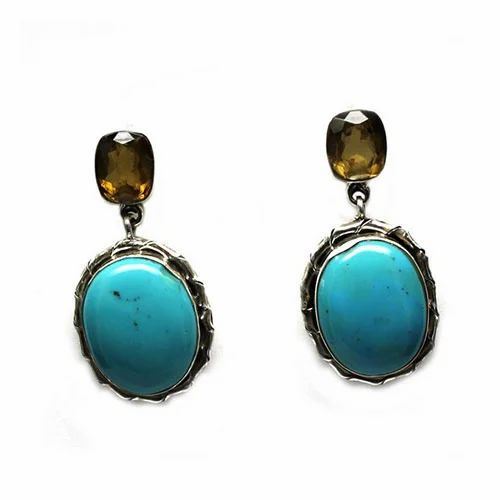 Emerald Stone Earrings - Color: Sky Blue