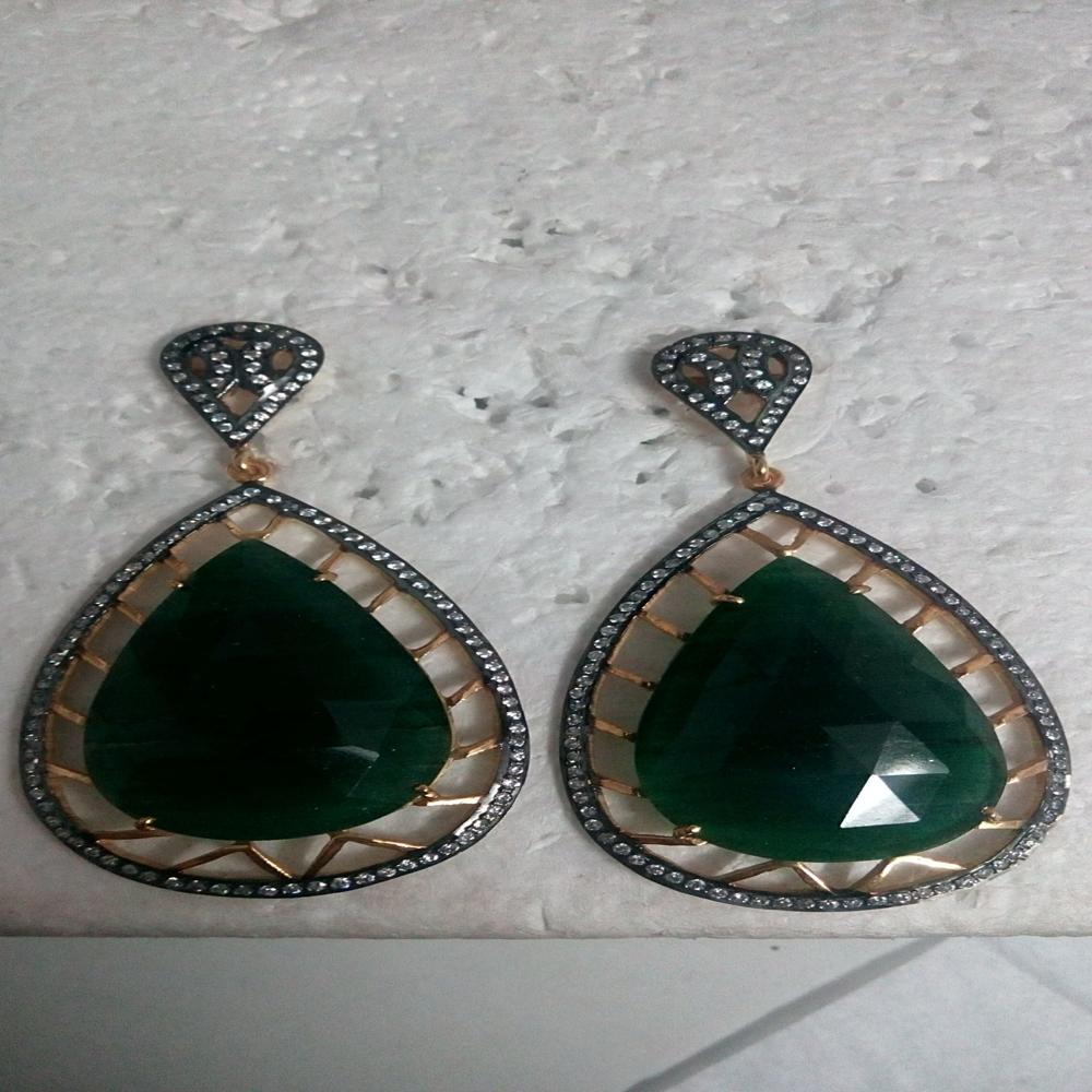 Green Aventurine Earring In Sterling Silver