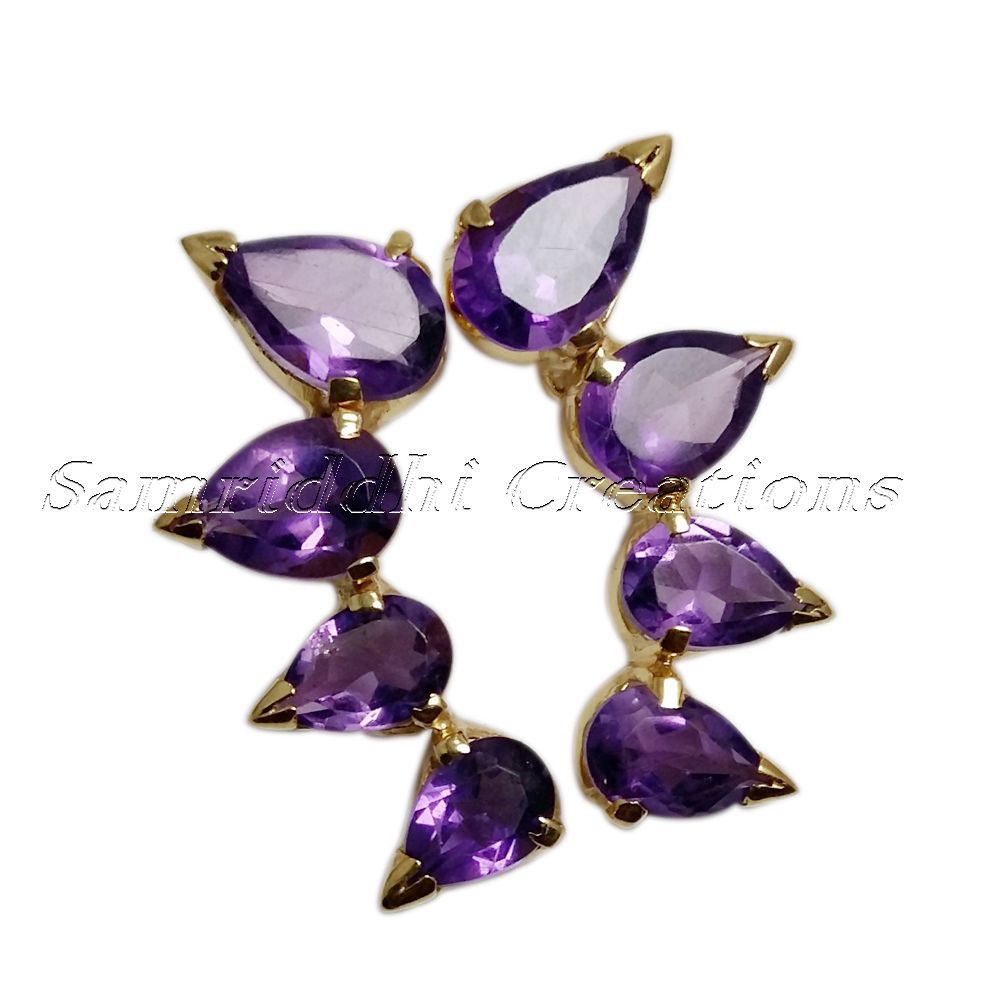 Genuine Amethyst Stud Earrings - Gender: Women