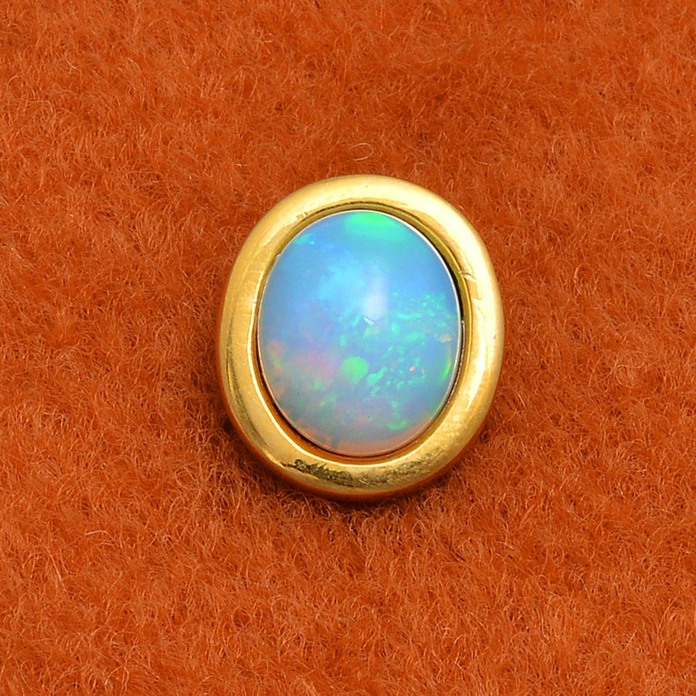 Matt Finish Gold Plated Sterling Silver Opal Gemstone Charm Pendant