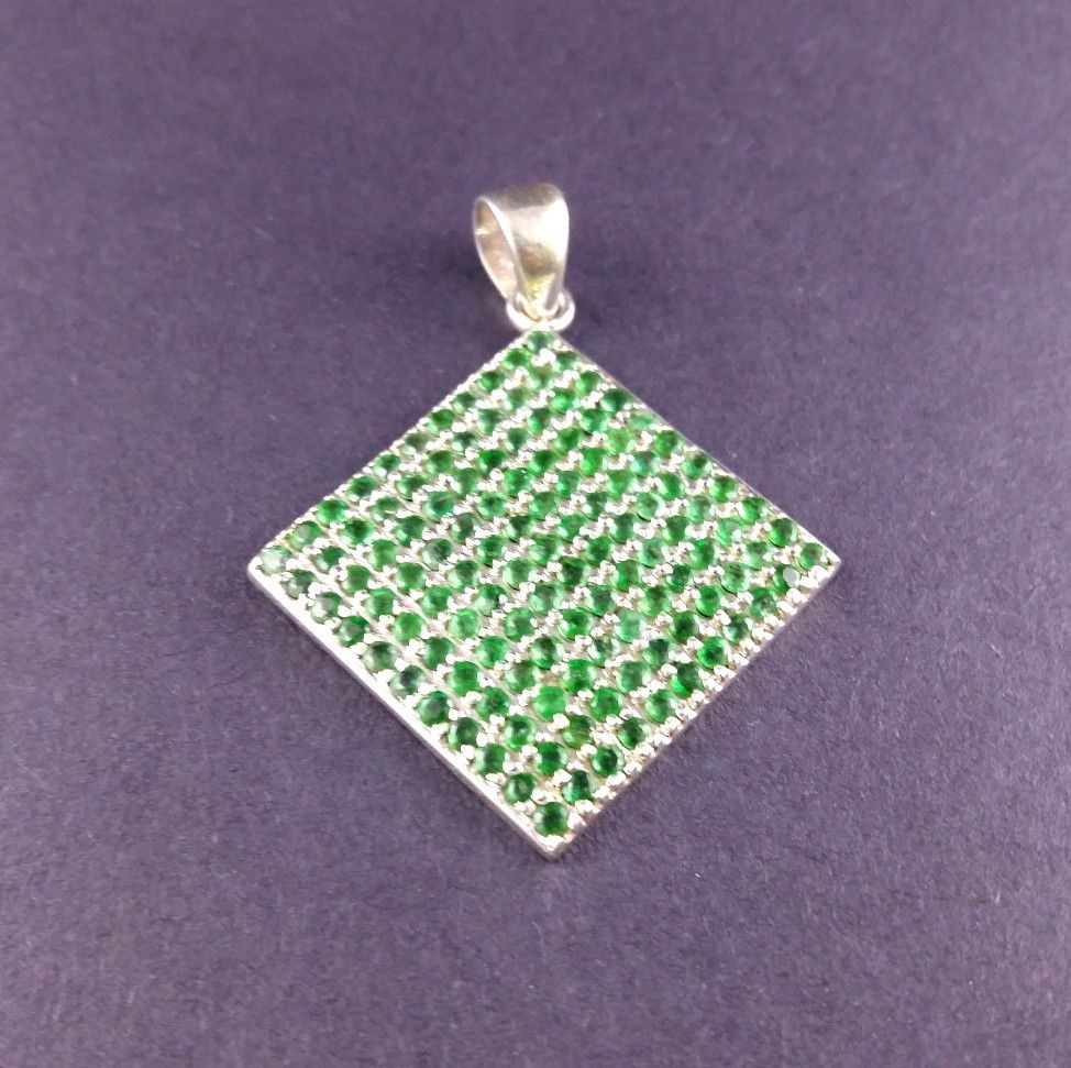 Silver Emerald Charm Pendant