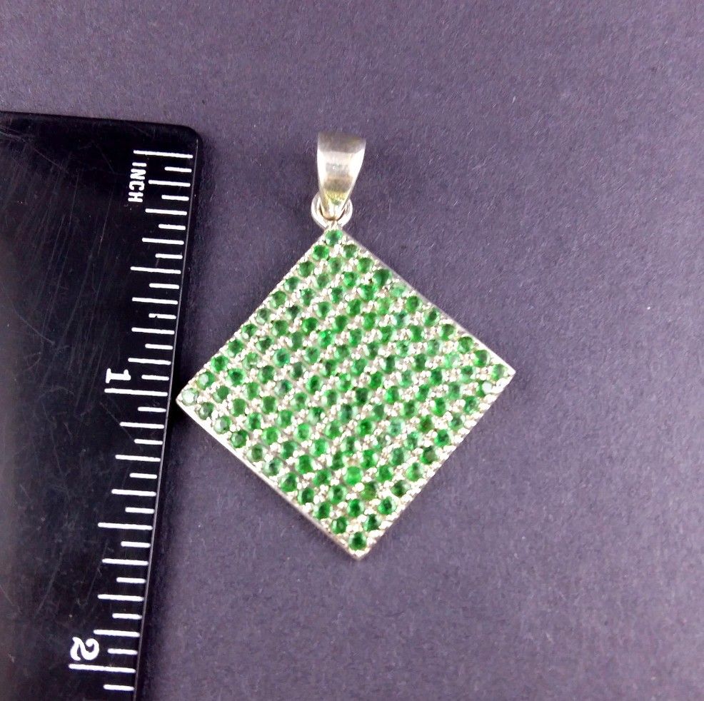 Silver Emerald Charm Pendant