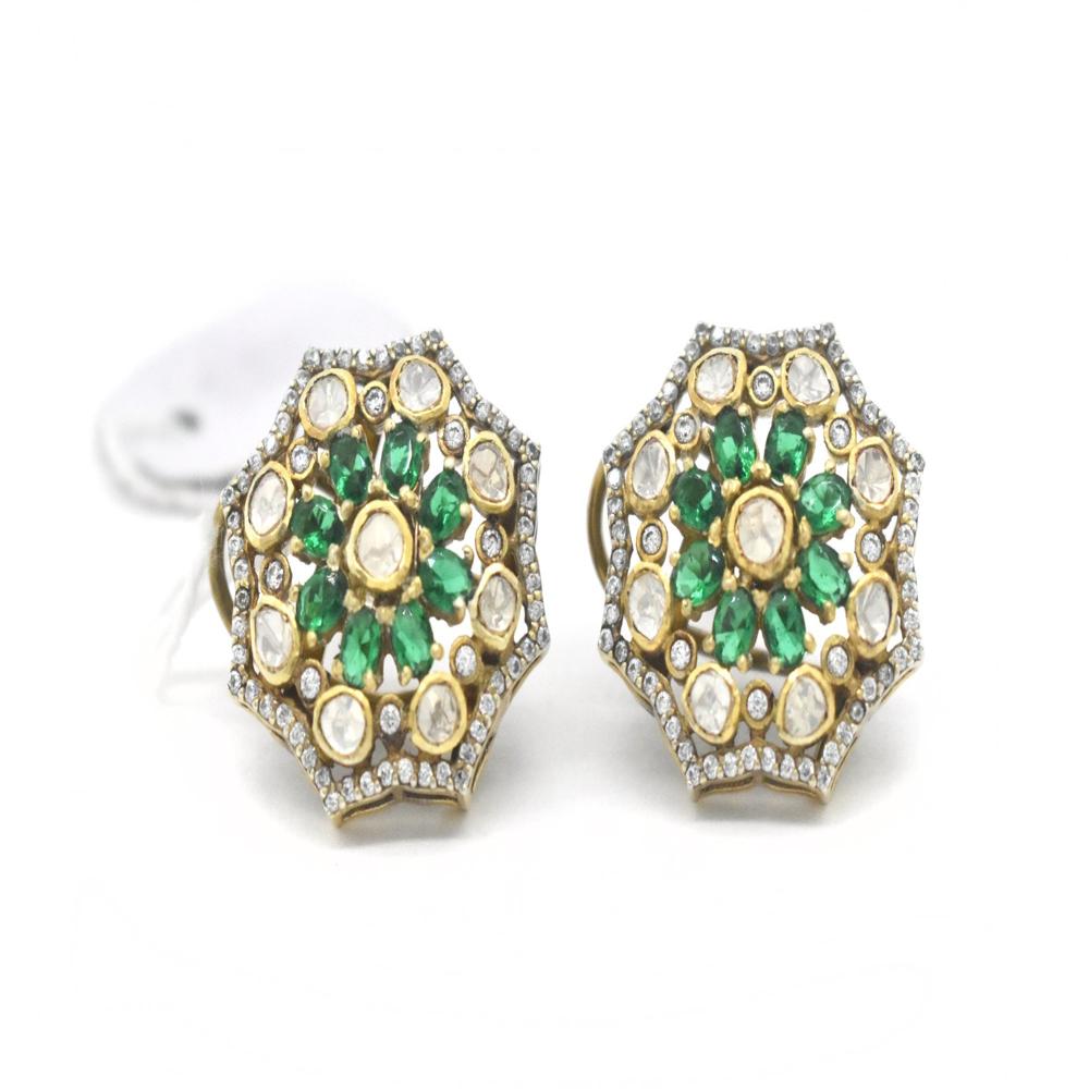 925 Sterling Silver Lab Made Moissanite Emerald Stud Earrings