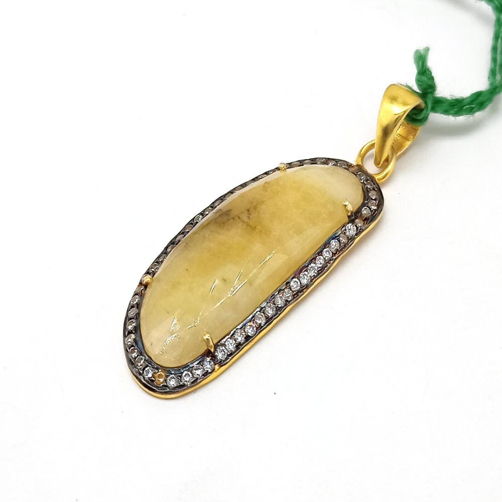 925 Sterling Silver Faceted Yellow Sapphire Artisan Pendant
