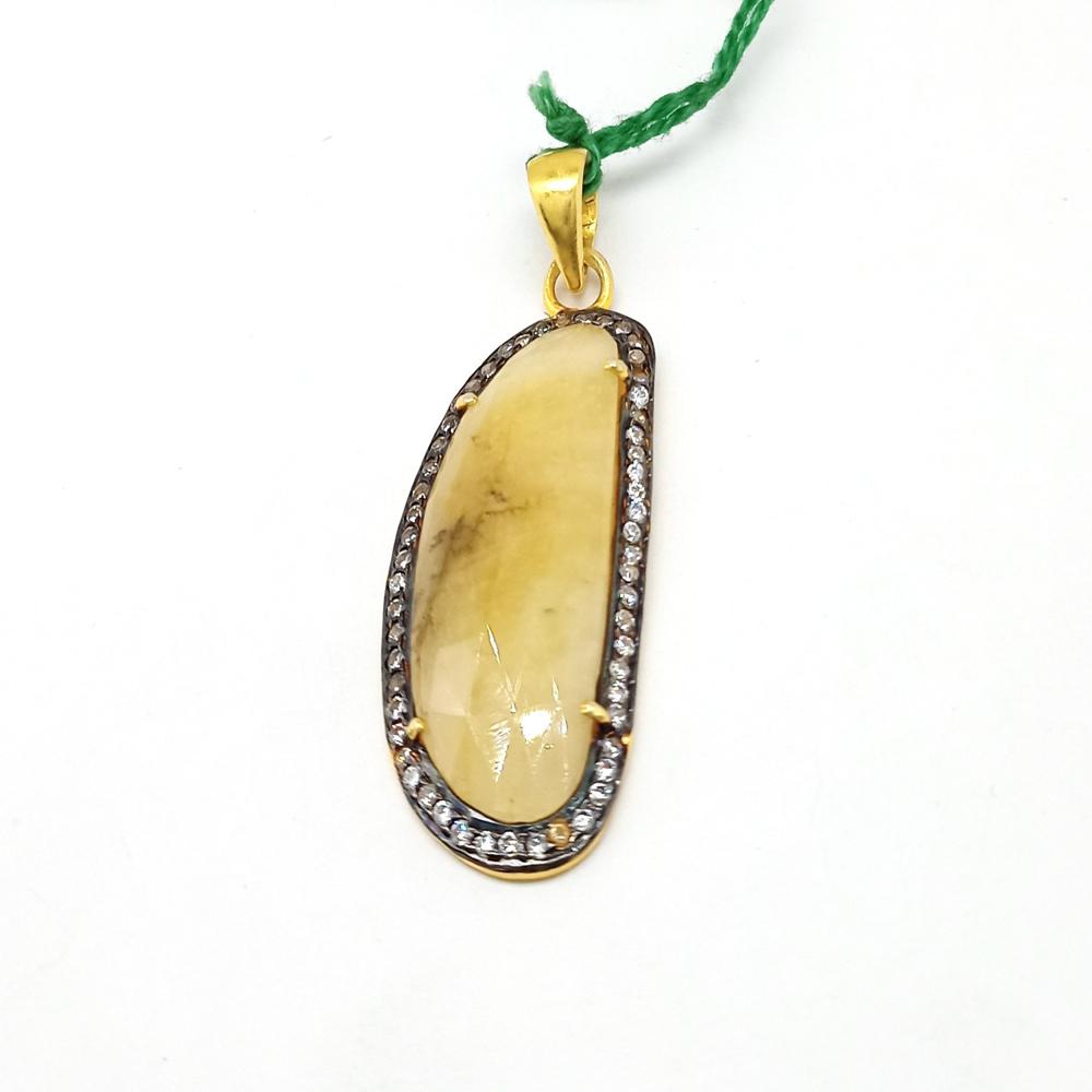 925 Sterling Silver Faceted Yellow Sapphire Artisan Pendant