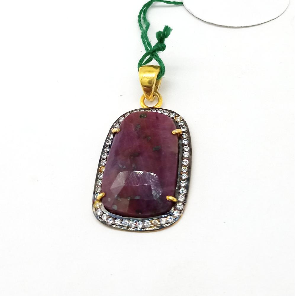 925 Sterling Silver Natural Faceted Ruby Handcrafted Pendant