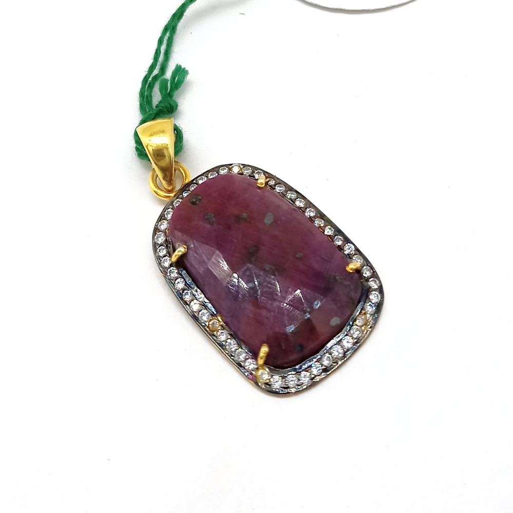 925 Sterling Silver Natural Faceted Ruby Handcrafted Pendant