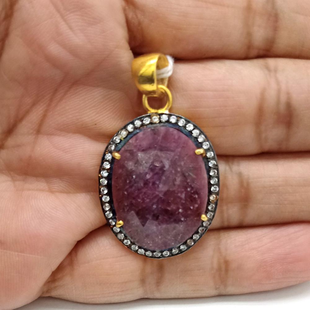 925 Sterling Silver Natural Faceted Ruby Artisan Pendant