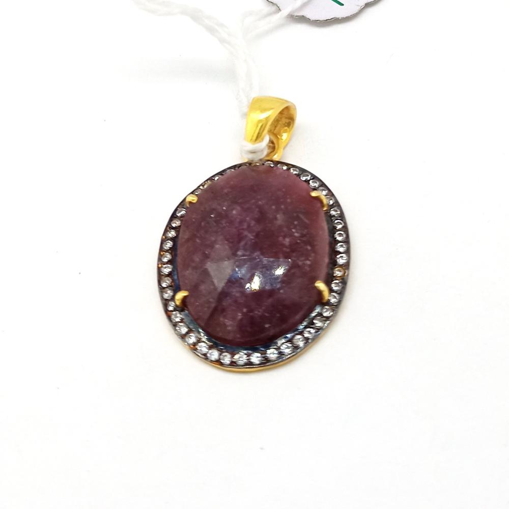 925 Sterling Silver Natural Faceted Ruby Artisan Pendant