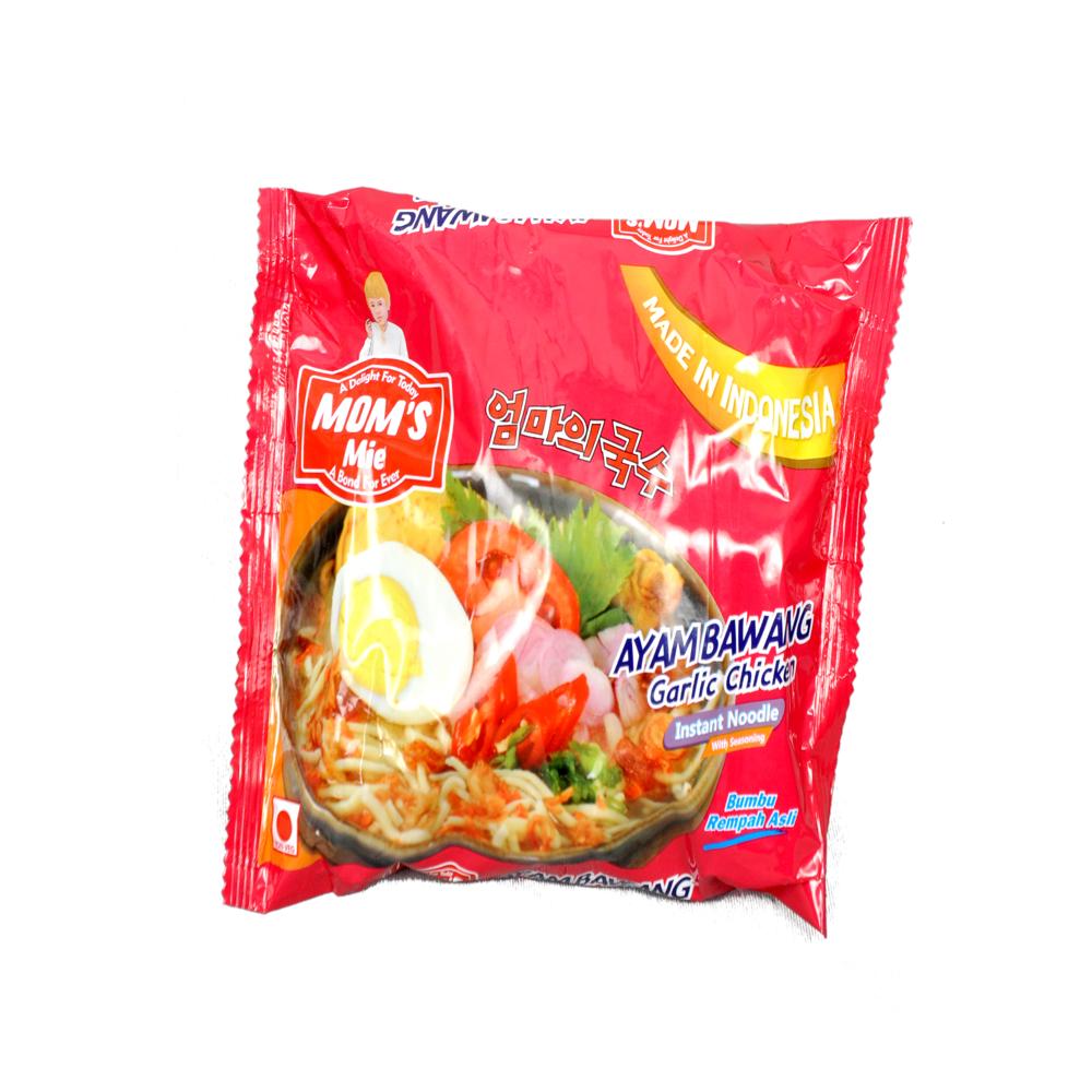 Mom's Mie Chicken Garlic Instant Noodle (Non-veg) - Savory Blend Of Tender Chicken & Aromatic Garlic | Quick Cook Convenience, Authentic Taste