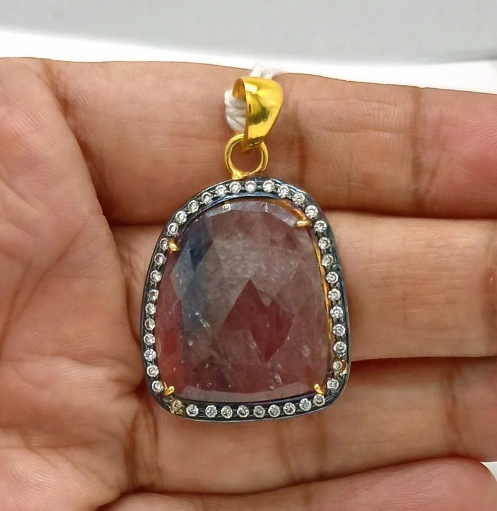 925 Sterling Silver Natural Faceted Ruby Artisan Pendant