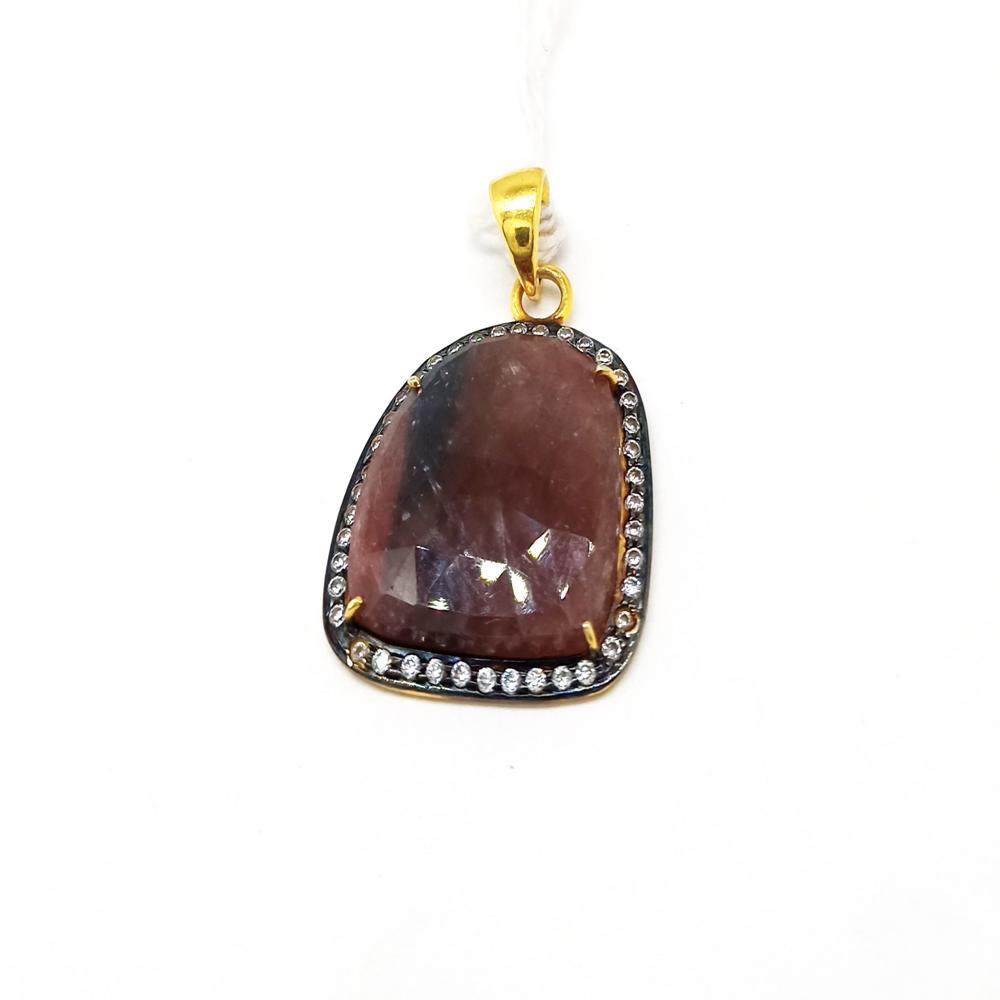 925 Sterling Silver Natural Faceted Ruby Artisan Pendant
