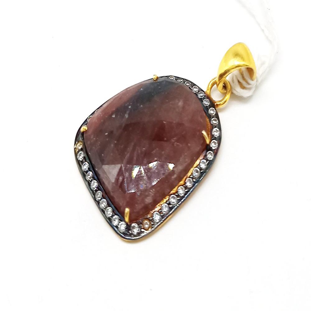 925 Sterling Silver Natural Faceted Ruby Artisan Pendant