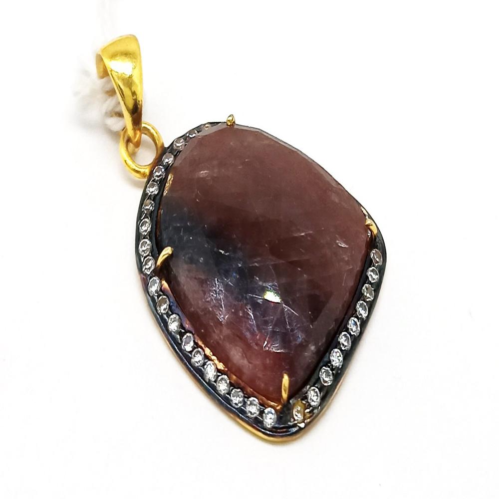 925 Sterling Silver Natural Faceted Ruby Artisan Pendant