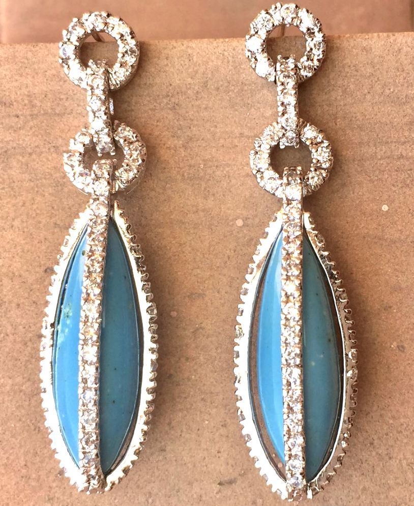 Turquoise Silver Earring - Color: Red