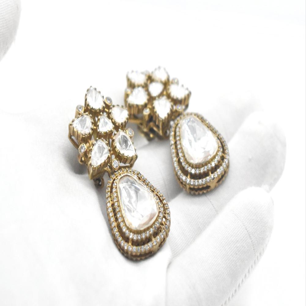 925 स्टर्लिंग सिल्वर लैब मोइसैनाइट डैंगल इयररिंग्स