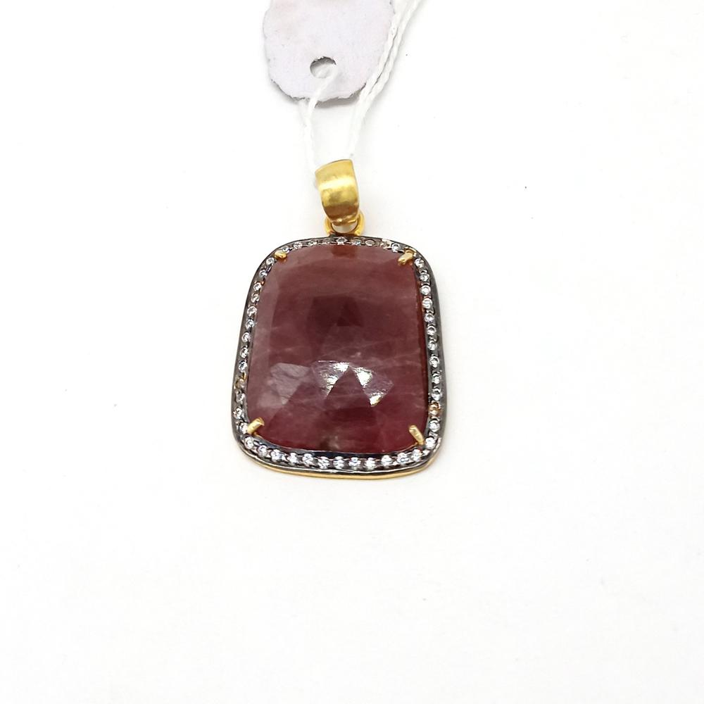 Sterling Silver Natural Faceted Ruby Artisan Pendant