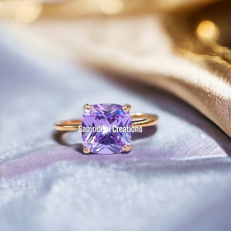 Amethyst Stone Ring - 925 Sterling Silver, 8mm Natural Purple Amethyst Gemstone | Skin-friendly, Lead And Nickel-free, Perfect For Weddings & Anniversaries