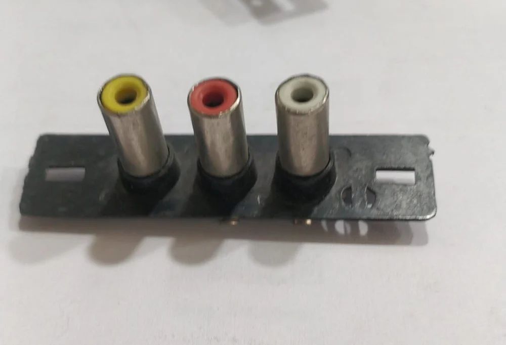 3 Rca Indian Socket - Plastic, Black | Standard Audio & Video Connectivity, Color-coded Channels, Durable Design With Gold-plated Contacts