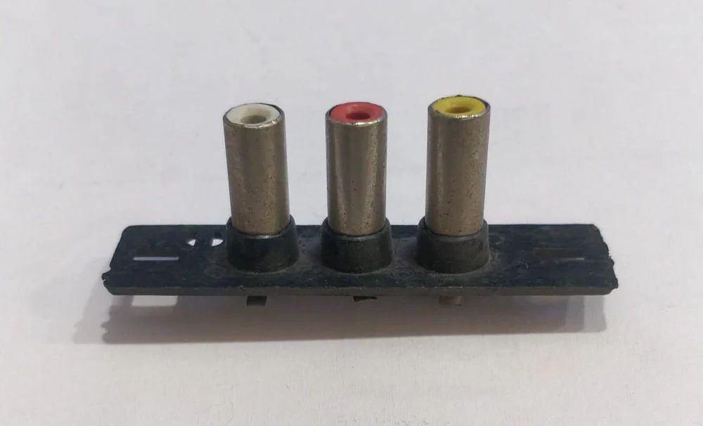 3 Rca Indian Socket - Plastic, Black | Standard Audio & Video Connectivity, Color-coded Channels, Durable Design With Gold-plated Contacts