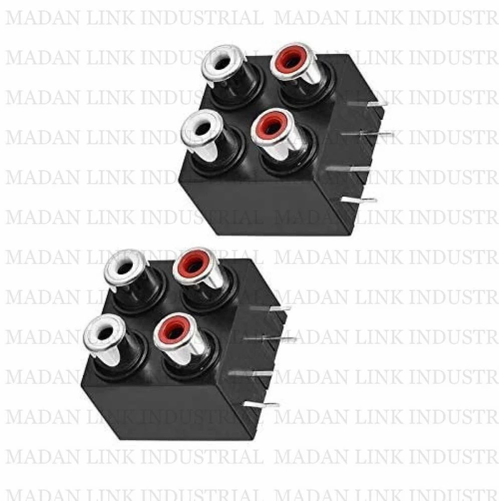 4 Rca Plain Socket - Metal, Standard Size, Silver Color, 4 Pin Socket With Shutter | Durable Design With Gold-plated Contacts For Optimal Signal Transmission